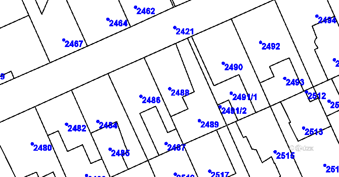 Parcela st. 2488 v KÚ Kladno, Katastrální mapa