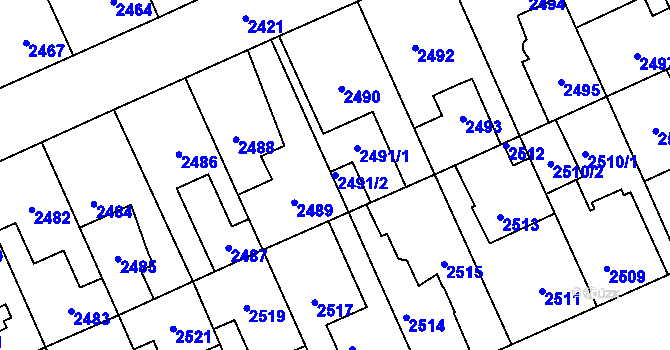 Parcela st. 2491/2 v KÚ Kladno, Katastrální mapa