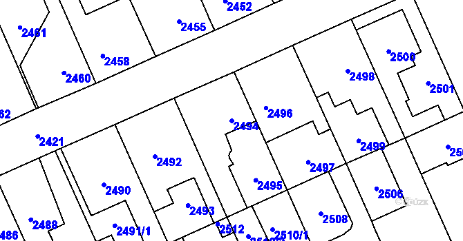 Parcela st. 2494 v KÚ Kladno, Katastrální mapa