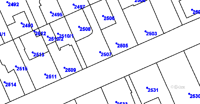 Parcela st. 2507 v KÚ Kladno, Katastrální mapa