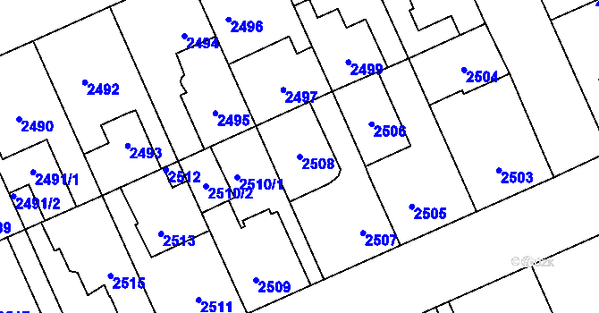Parcela st. 2508 v KÚ Kladno, Katastrální mapa