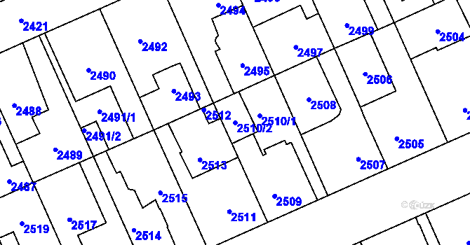 Parcela st. 2510/2 v KÚ Kladno, Katastrální mapa