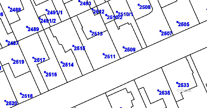 Parcela st. 2511 v KÚ Kladno, Katastrální mapa