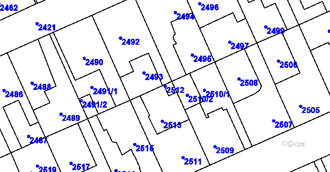 Parcela st. 2512 v KÚ Kladno, Katastrální mapa