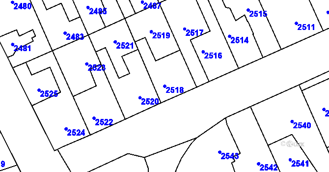 Parcela st. 2518 v KÚ Kladno, Katastrální mapa