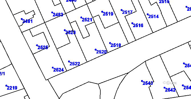 Parcela st. 2520 v KÚ Kladno, Katastrální mapa
