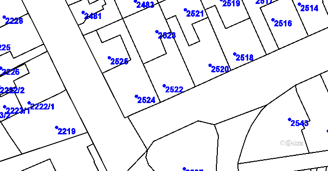 Parcela st. 2522 v KÚ Kladno, Katastrální mapa
