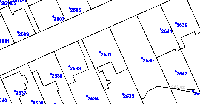 Parcela st. 2531 v KÚ Kladno, Katastrální mapa