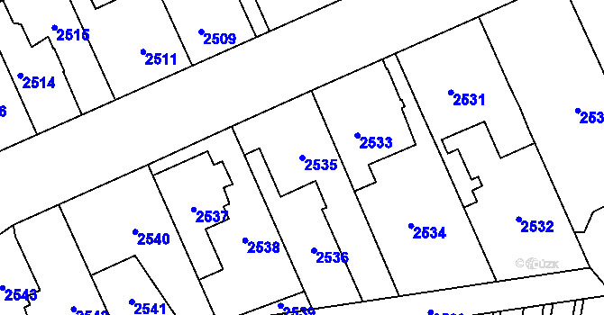 Parcela st. 2535 v KÚ Kladno, Katastrální mapa