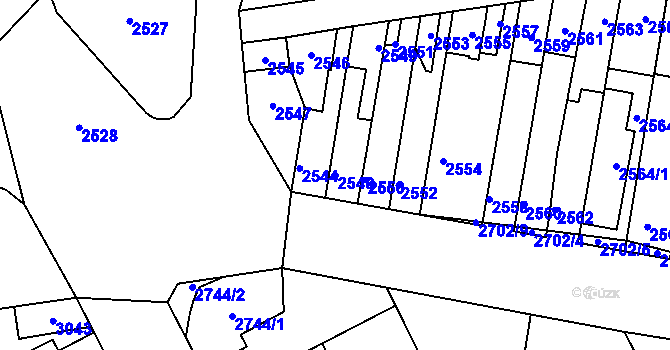 Parcela st. 2548 v KÚ Kladno, Katastrální mapa