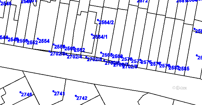 Parcela st. 2566 v KÚ Kladno, Katastrální mapa