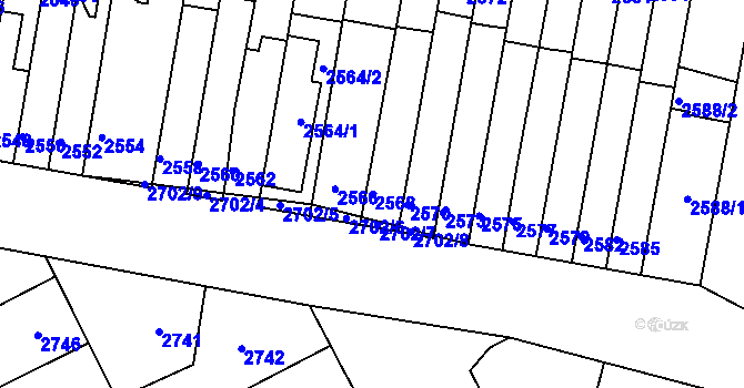 Parcela st. 2568 v KÚ Kladno, Katastrální mapa