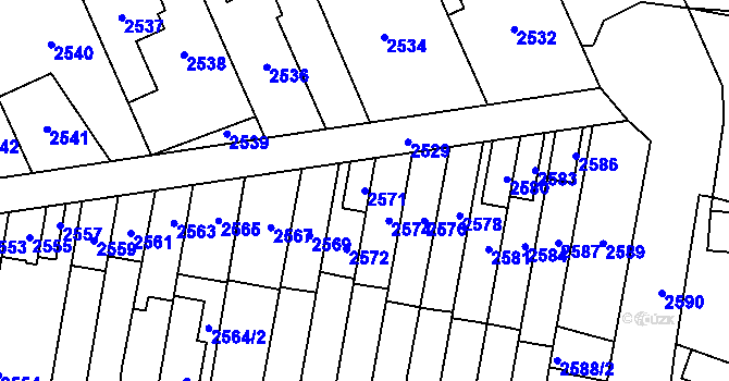 Parcela st. 2571 v KÚ Kladno, Katastrální mapa