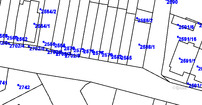 Parcela st. 2579 v KÚ Kladno, Katastrální mapa