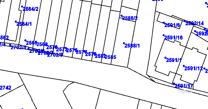 Parcela st. 2585 v KÚ Kladno, Katastrální mapa
