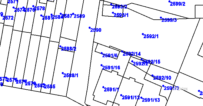 Parcela st. 2591/6 v KÚ Kladno, Katastrální mapa
