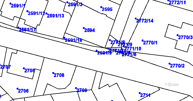 Parcela st. 2591/9 v KÚ Kladno, Katastrální mapa
