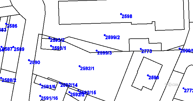 Parcela st. 2599/3 v KÚ Kladno, Katastrální mapa