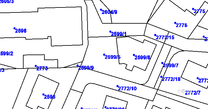 Parcela st. 2599/5 v KÚ Kladno, Katastrální mapa
