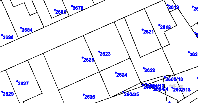 Parcela st. 2623 v KÚ Kladno, Katastrální mapa