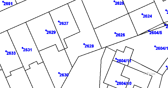Parcela st. 2628 v KÚ Kladno, Katastrální mapa