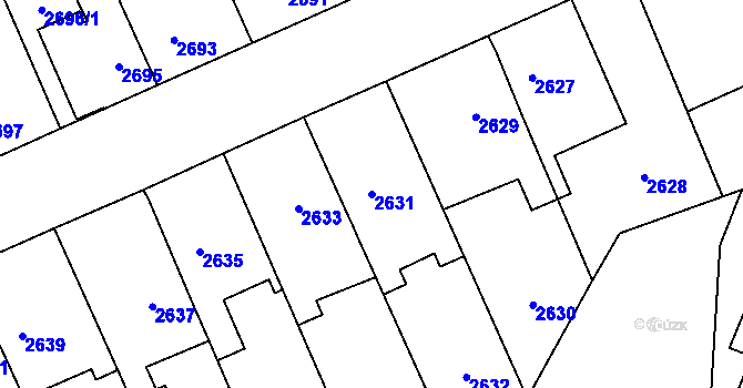 Parcela st. 2631 v KÚ Kladno, Katastrální mapa