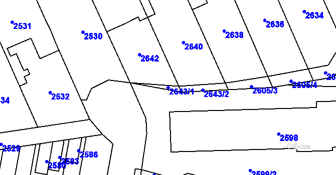 Parcela st. 2643/1 v KÚ Kladno, Katastrální mapa
