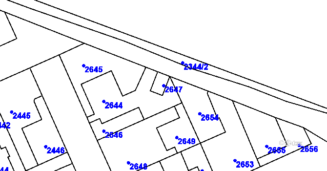 Parcela st. 2647 v KÚ Kladno, Katastrální mapa
