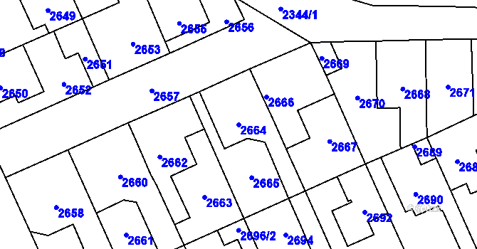 Parcela st. 2664 v KÚ Kladno, Katastrální mapa