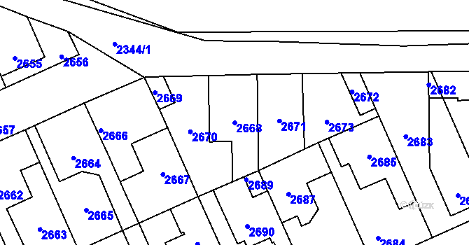 Parcela st. 2668 v KÚ Kladno, Katastrální mapa