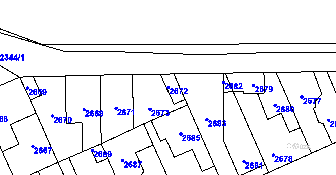 Parcela st. 2672 v KÚ Kladno, Katastrální mapa