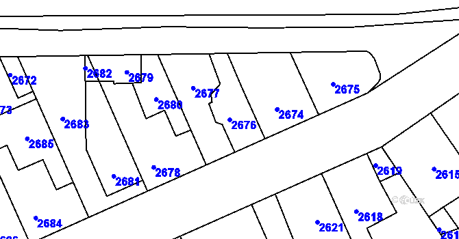 Parcela st. 2676 v KÚ Kladno, Katastrální mapa