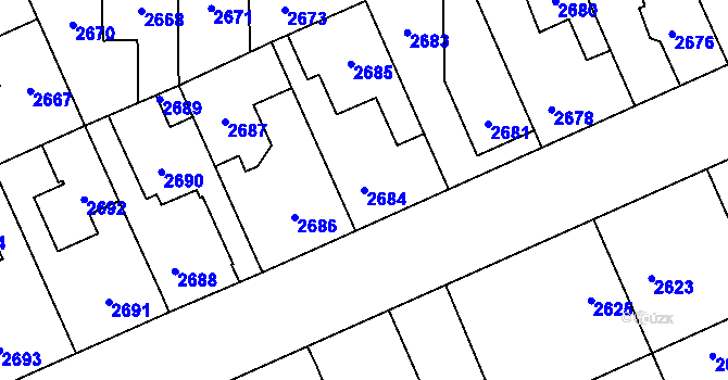 Parcela st. 2684 v KÚ Kladno, Katastrální mapa