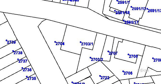 Parcela st. 2703/1 v KÚ Kladno, Katastrální mapa