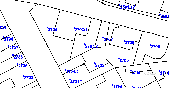 Parcela st. 2703/2 v KÚ Kladno, Katastrální mapa