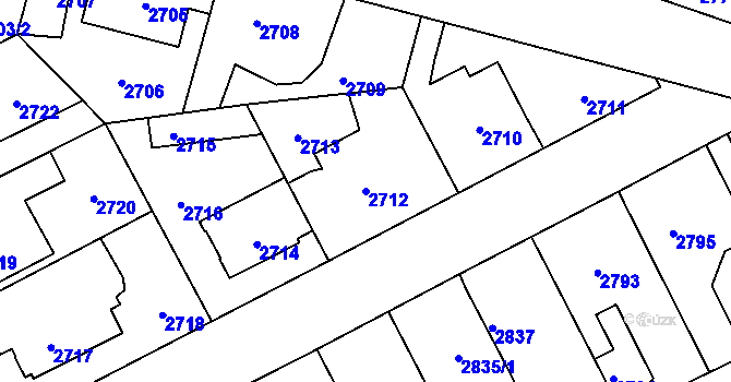 Parcela st. 2712 v KÚ Kladno, Katastrální mapa