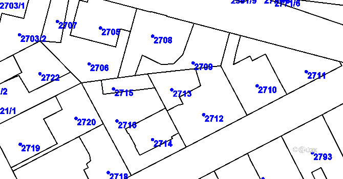 Parcela st. 2713 v KÚ Kladno, Katastrální mapa