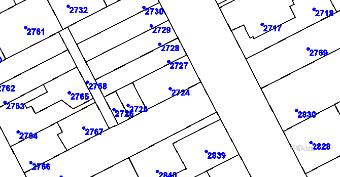 Parcela st. 2724 v KÚ Kladno, Katastrální mapa