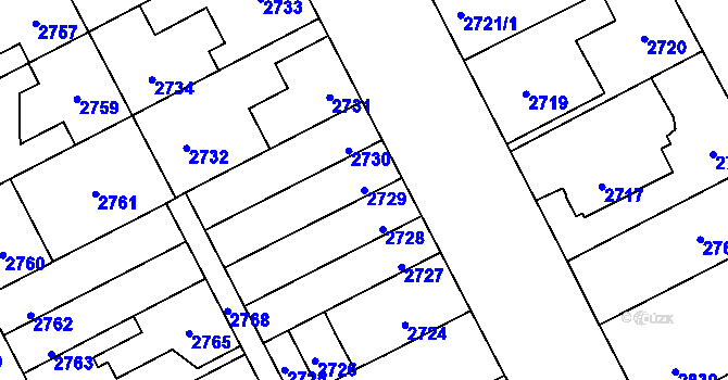 Parcela st. 2729 v KÚ Kladno, Katastrální mapa
