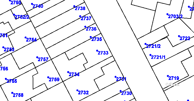 Parcela st. 2733 v KÚ Kladno, Katastrální mapa
