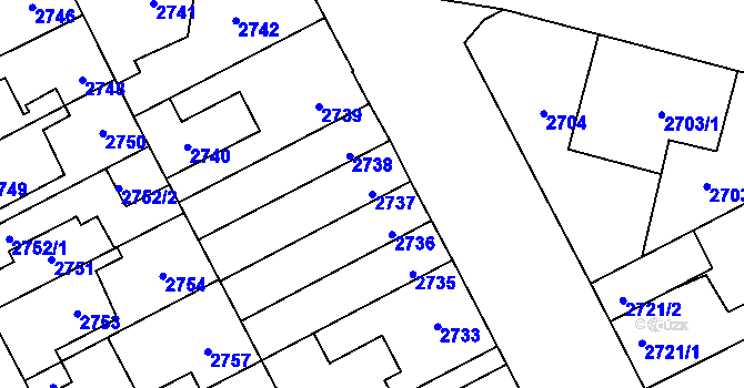 Parcela st. 2737 v KÚ Kladno, Katastrální mapa