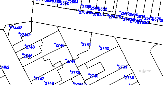 Parcela st. 2741 v KÚ Kladno, Katastrální mapa