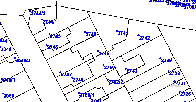 Parcela st. 2748 v KÚ Kladno, Katastrální mapa