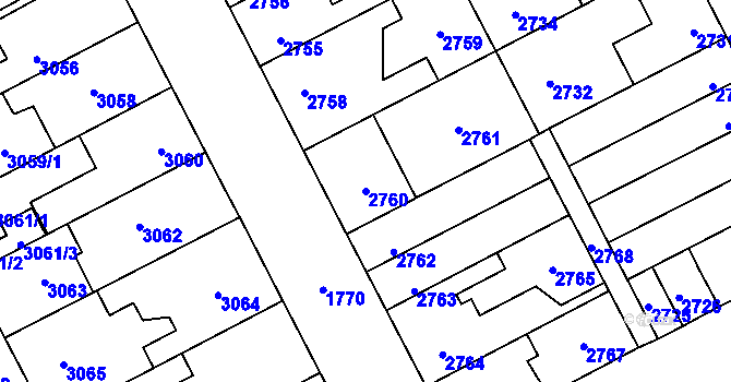 Parcela st. 2760 v KÚ Kladno, Katastrální mapa