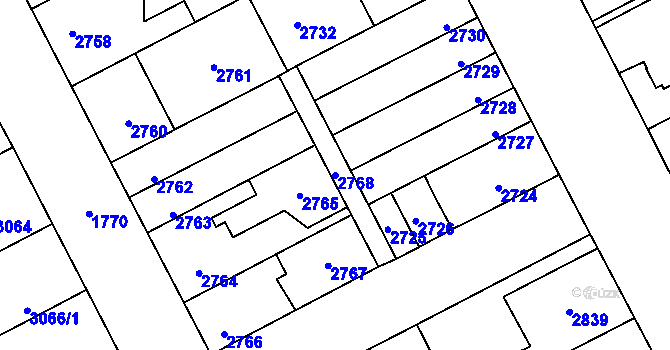 Parcela st. 2768 v KÚ Kladno, Katastrální mapa