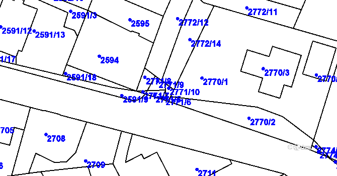 Parcela st. 2771/10 v KÚ Kladno, Katastrální mapa
