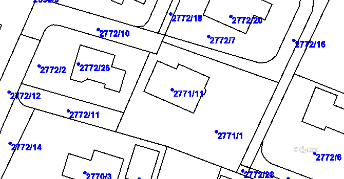 Parcela st. 2771/11 v KÚ Kladno, Katastrální mapa