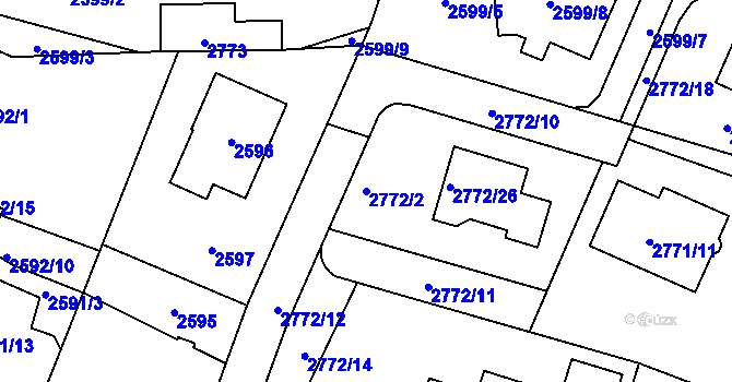 Parcela st. 2772/2 v KÚ Kladno, Katastrální mapa