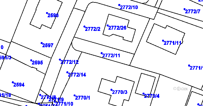 Parcela st. 2772/11 v KÚ Kladno, Katastrální mapa