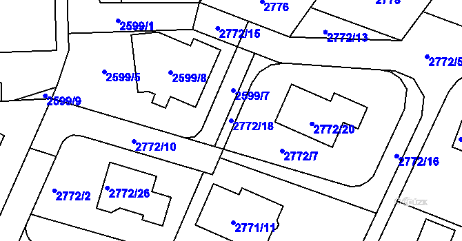 Parcela st. 2772/18 v KÚ Kladno, Katastrální mapa